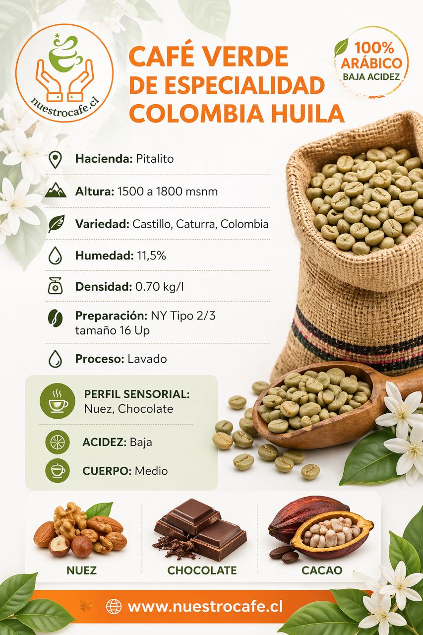 CAFE VERDE EN GRANO COLOMBIA HUILA
